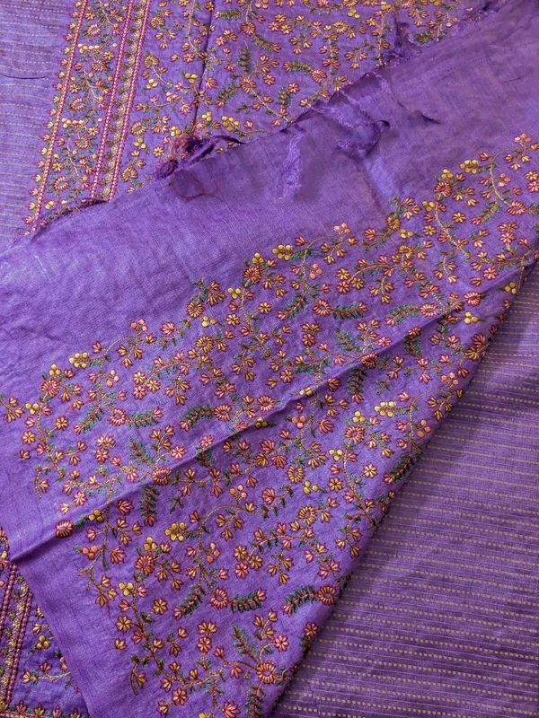 Pure Handloom Tusser Designer  - Mauve, VZ
