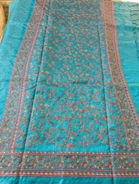 Pure Handloom Tusser Designer  - sky blue, VZ