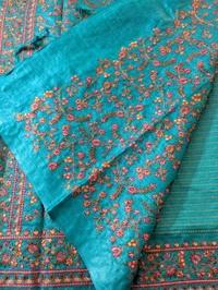 Pure Handloom Tusser Designer  - sky blue, VZ