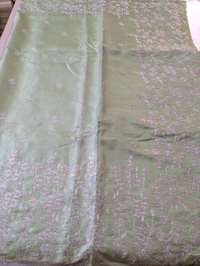 Pure Handloom Designer Tusser Pita Work - green, VZ