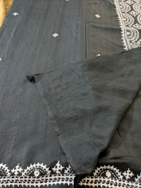 Designer Tusser With Hand Work  - Black, VZ