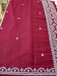 Designer Tusser With Hand Work  - Maroon, VZ