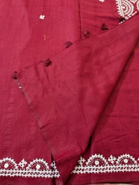 Designer Tusser With Hand Work  - Maroon, VZ