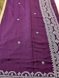 Designer Tusser With Hand Work  - Purple, VZ