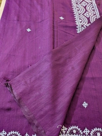 Designer Tusser With Hand Work  - Purple, VZ