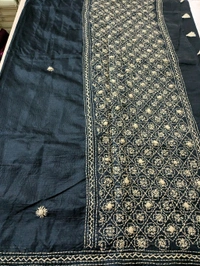 Designer Silk Kota With Hand Work  - Black, VZ