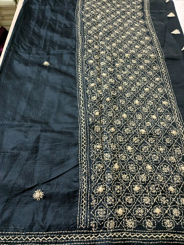Designer Silk Kota With Hand Work  - Black, VZ