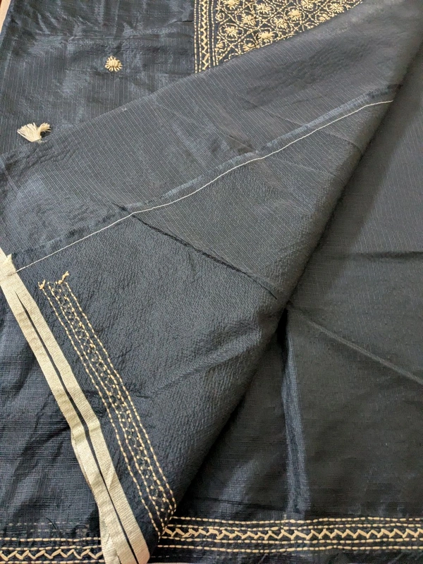 Designer Silk Kota With Hand Work  - Black, VZ