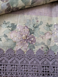 Designer Lenin Block With Hand Work  - Fuchsia Pink, VZ