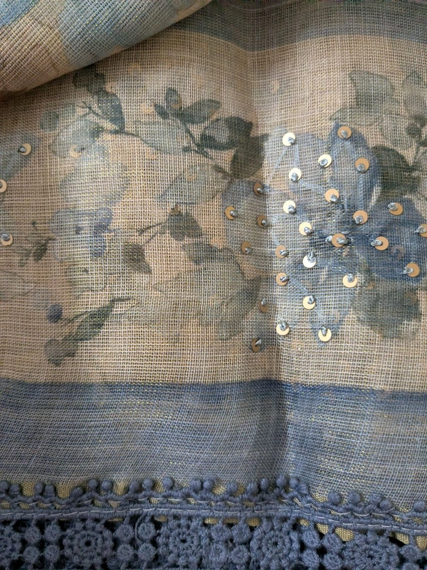 Designer Lenin Block With Hand Work  - blue, VZ