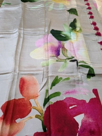 Pure Silk Satin Designer  - Cream, VZ