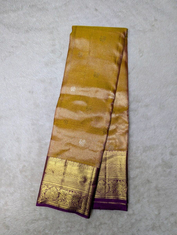 Pure Handloom Kanchi Vasundhara Pattu  - gold yellow, VZ