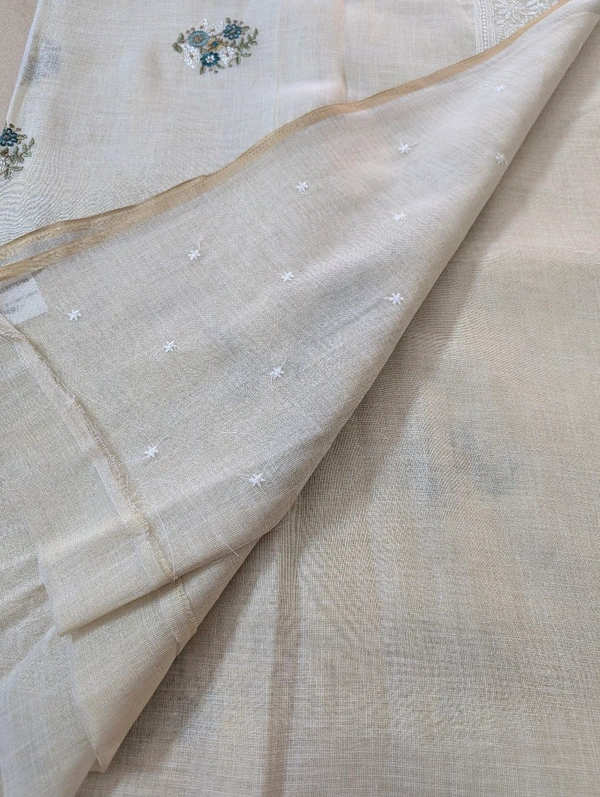 Designer Lenin With Embroidery  - Baja White 2, VZ