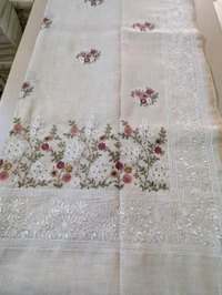 Designer Lenin With Embroidery  - Baja White 3, VZ