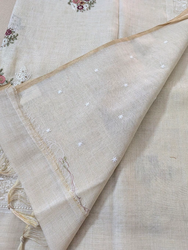 Designer Lenin With Embroidery  - Baja White 3, VZ