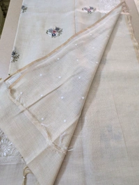 Designer Lenin With Embroidery  - Baja White 4, VZ