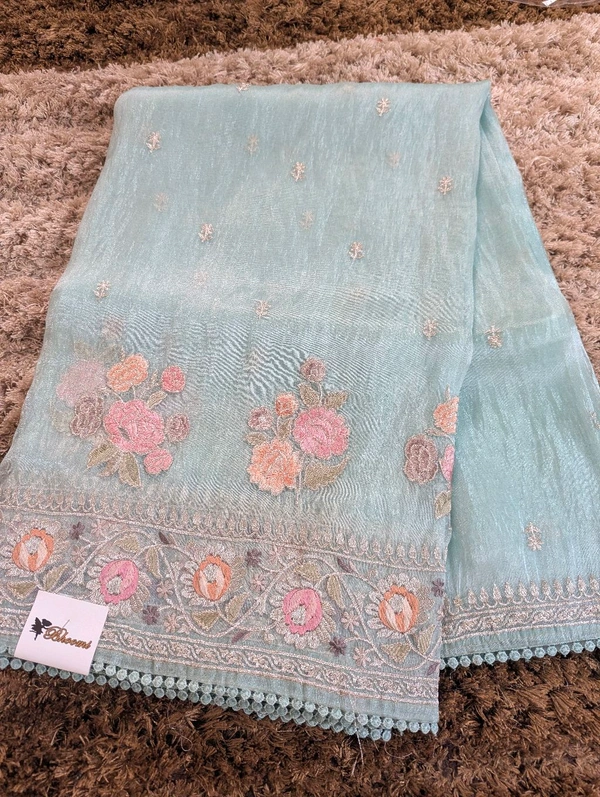 Soft Kora Tissue Embroidery  - teal, VZ