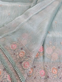 Soft Kora Tissue Embroidery  - teal, VZ