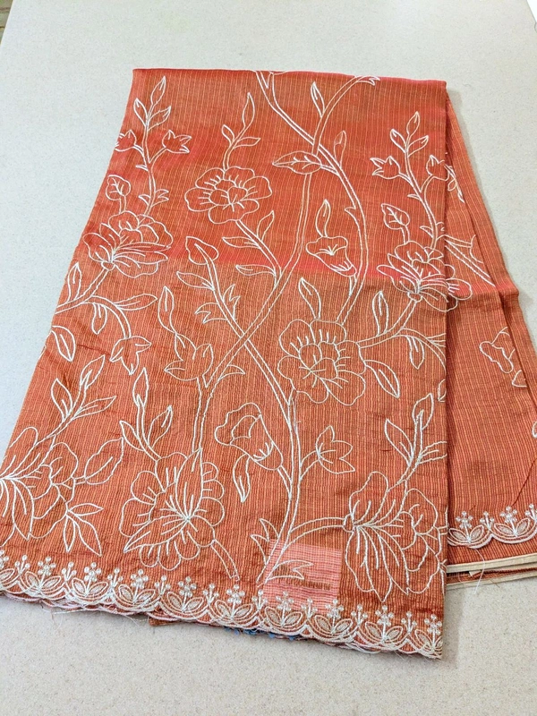 Designer Silk Kota With Pita Work  - Orange, VZ