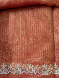 Designer Silk Kota With Pita Work  - Orange, VZ