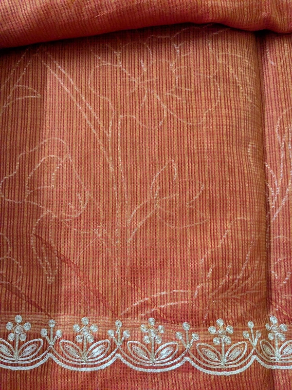 Designer Silk Kota With Pita Work  - Orange, VZ