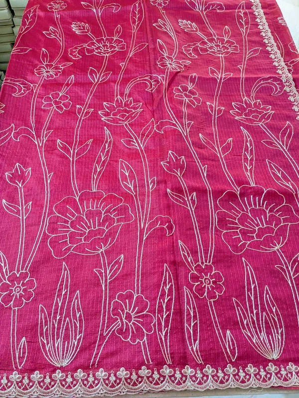 Designer Silk Kota With Pita Work  - dark pink, VZ