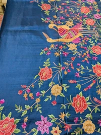 Pure Manipuri Silk Designer  - Navy Blue, VZ