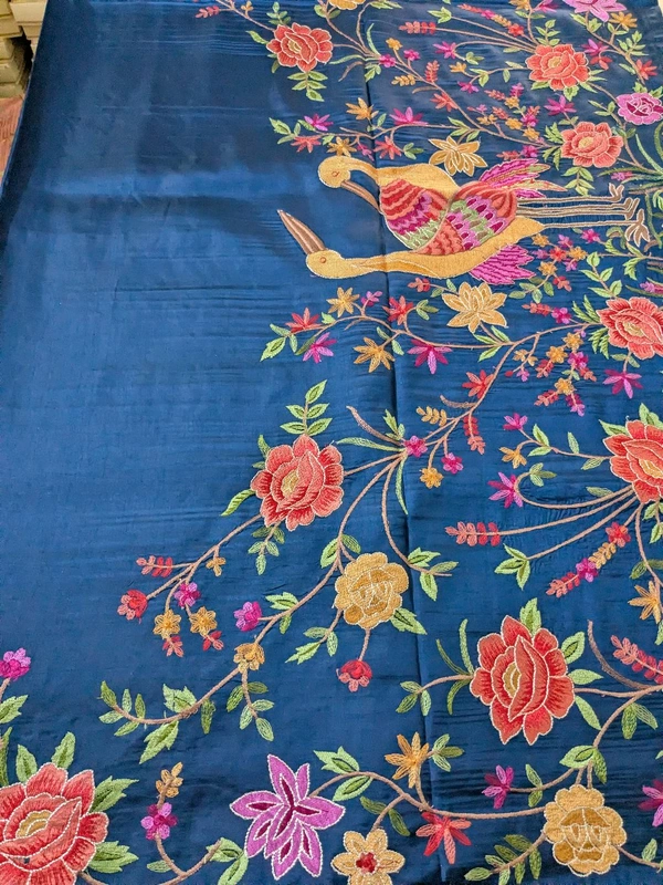 Pure Manipuri Silk Designer  - Navy Blue, VZ