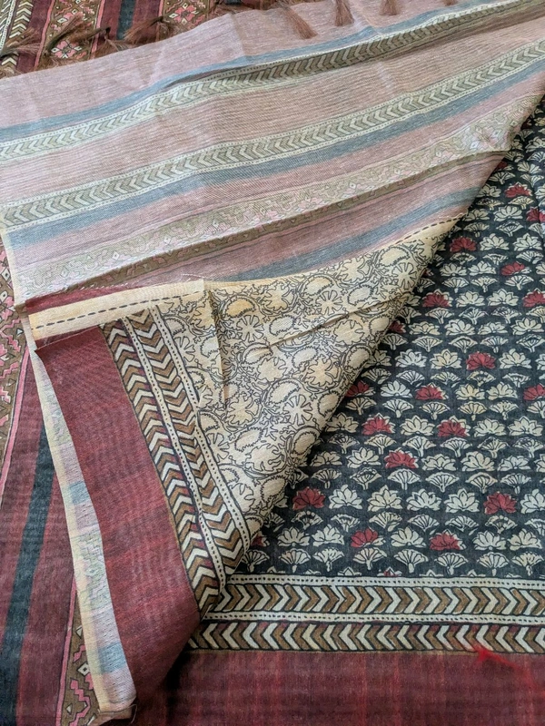 Soft Chanderi Digital  - dark grey, VZ