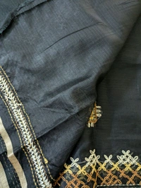 Designer Silk Kota With Hand Work  - Black, VZ