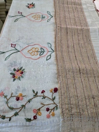 Pure Handloom Silk Lenin With Hand Work  - Baja White, VZ
