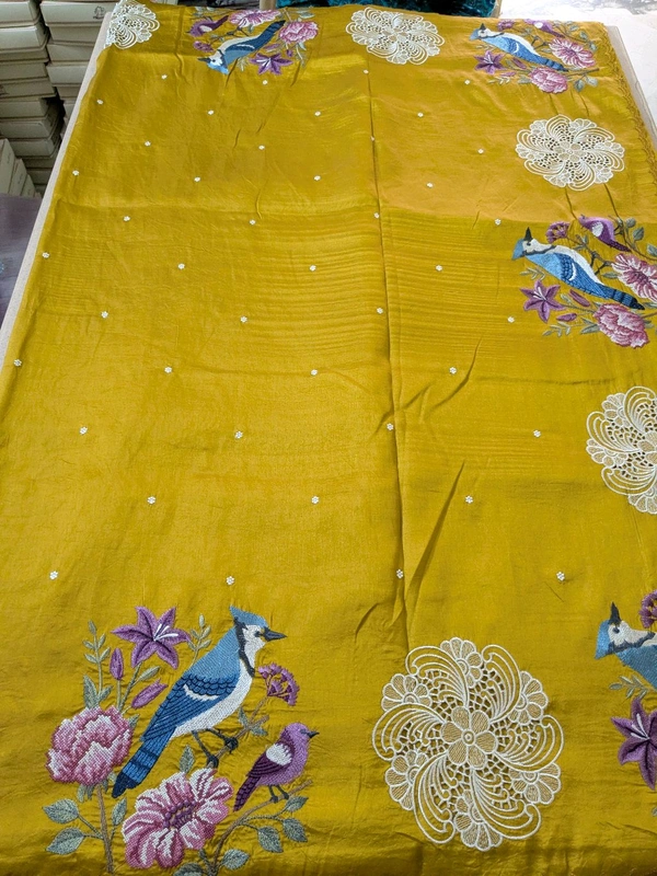 Designer Silk Embroidery  - gold, VZ