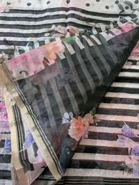 Designer Soft Organza Hand Work  - Black, VZ