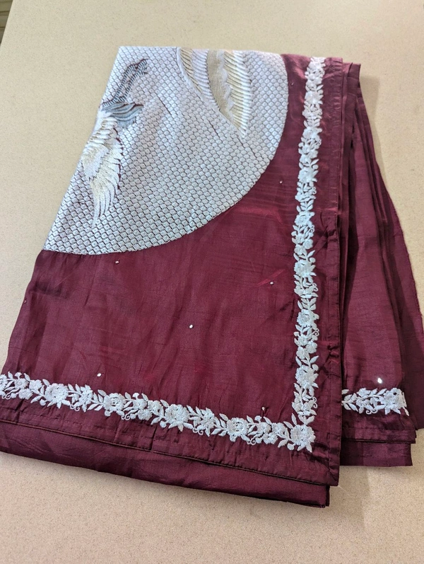 Pure Manipuri Silk Designer  - Maroon, VZ