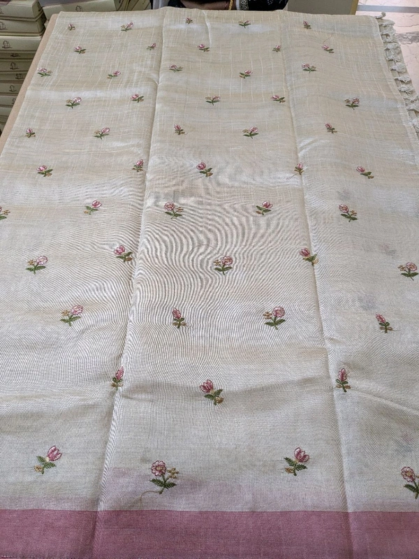 fancy tusser embroidary - Tickle Me Pink, VZ