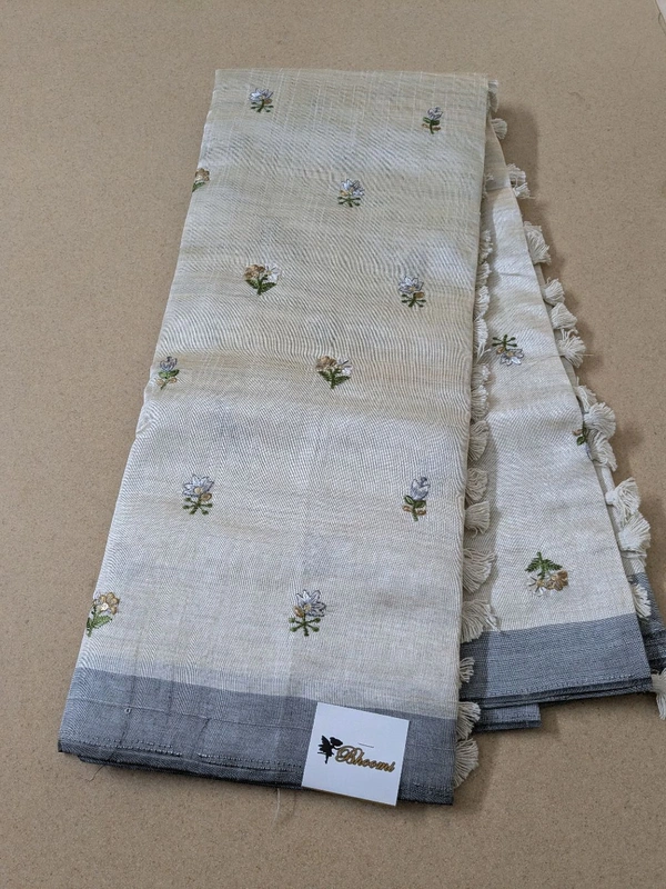 fancy tusser embroidary - Gray