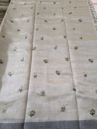 fancy tusser embroidary - Gray