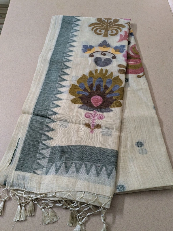 Soft Cotton Jamdhani  - Gray, VZ