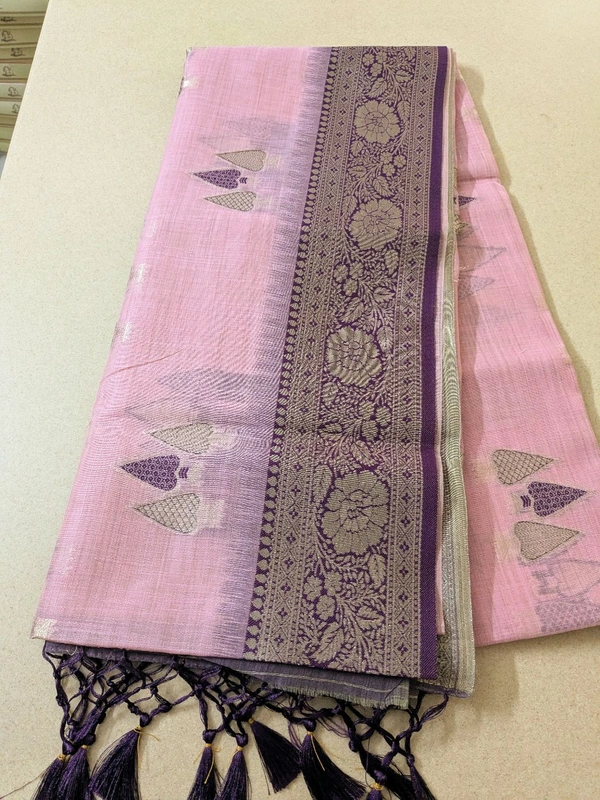 Soft Chanderi  - Pink Lace