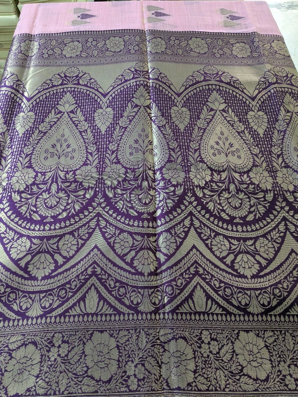 Soft Chanderi  - Pink Lace