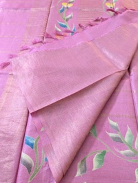 Pure Designer Handloom Tusser Hand Paint  - pink, VZ