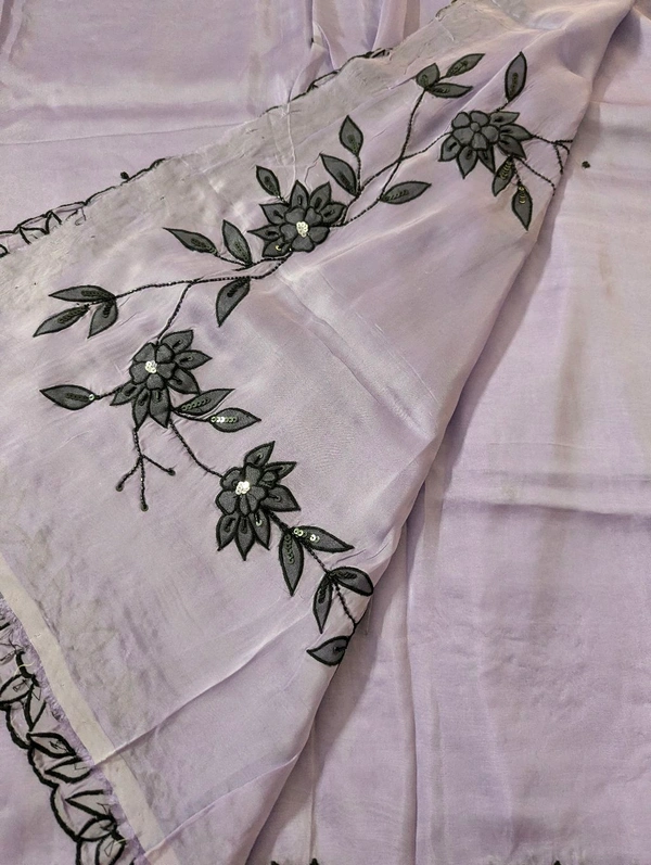Designer Acho Silk Hand Work  - Mauve