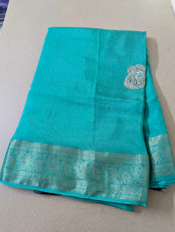 Pure Designer Dola Hand Work  - teal