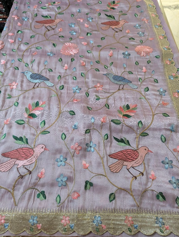 Designer Tissue Embroidery  - Mauve