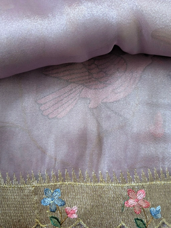 Designer Tissue Embroidery  - Mauve