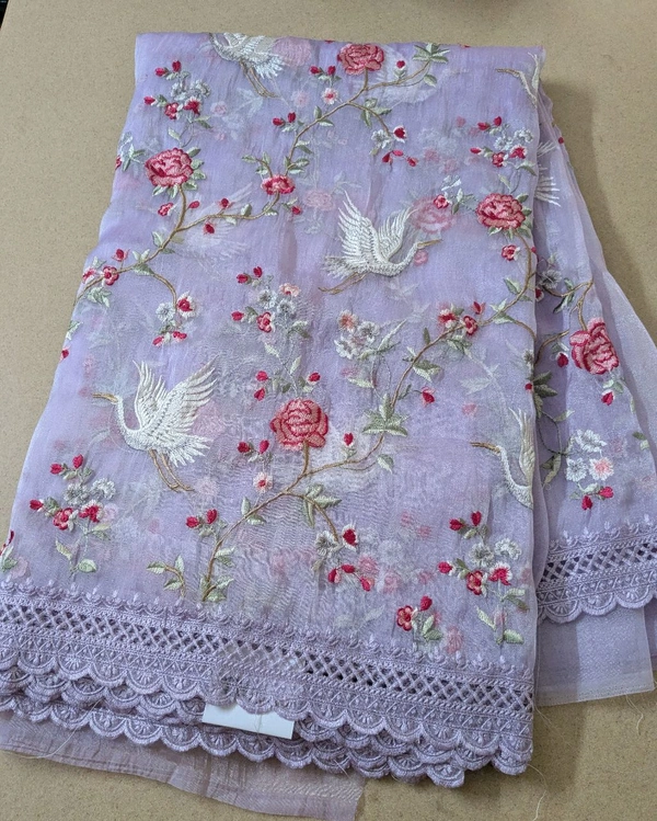 Designer Tissue Embroidery  - Mauve
