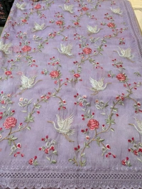 Designer Tissue Embroidery  - Mauve