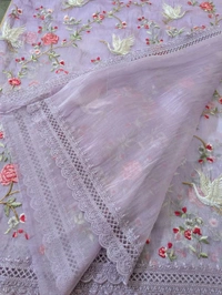 Designer Tissue Embroidery  - Mauve