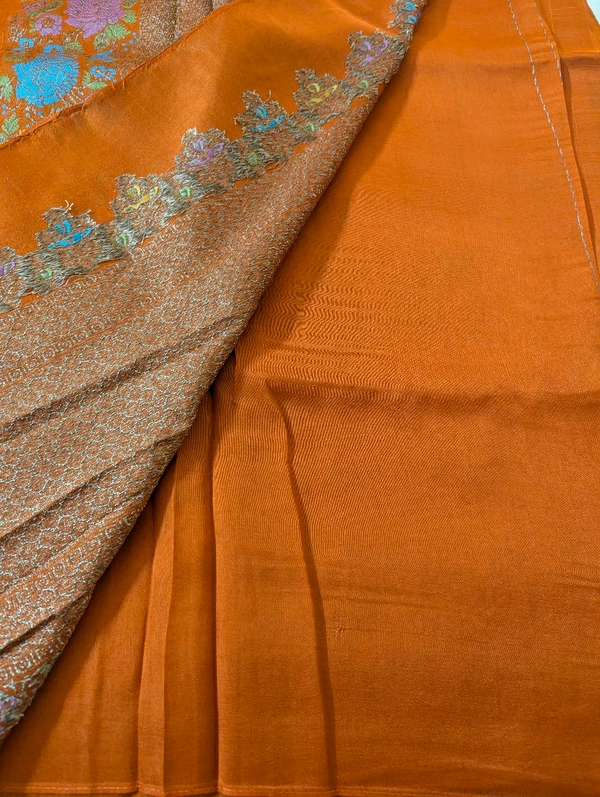 Designer Tusser Georgette  - Orange