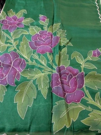 Pure Handloom Designer Organza  - green
